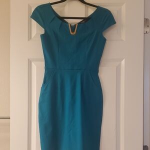 Varga Teal Cap Sleeve Dress Size S